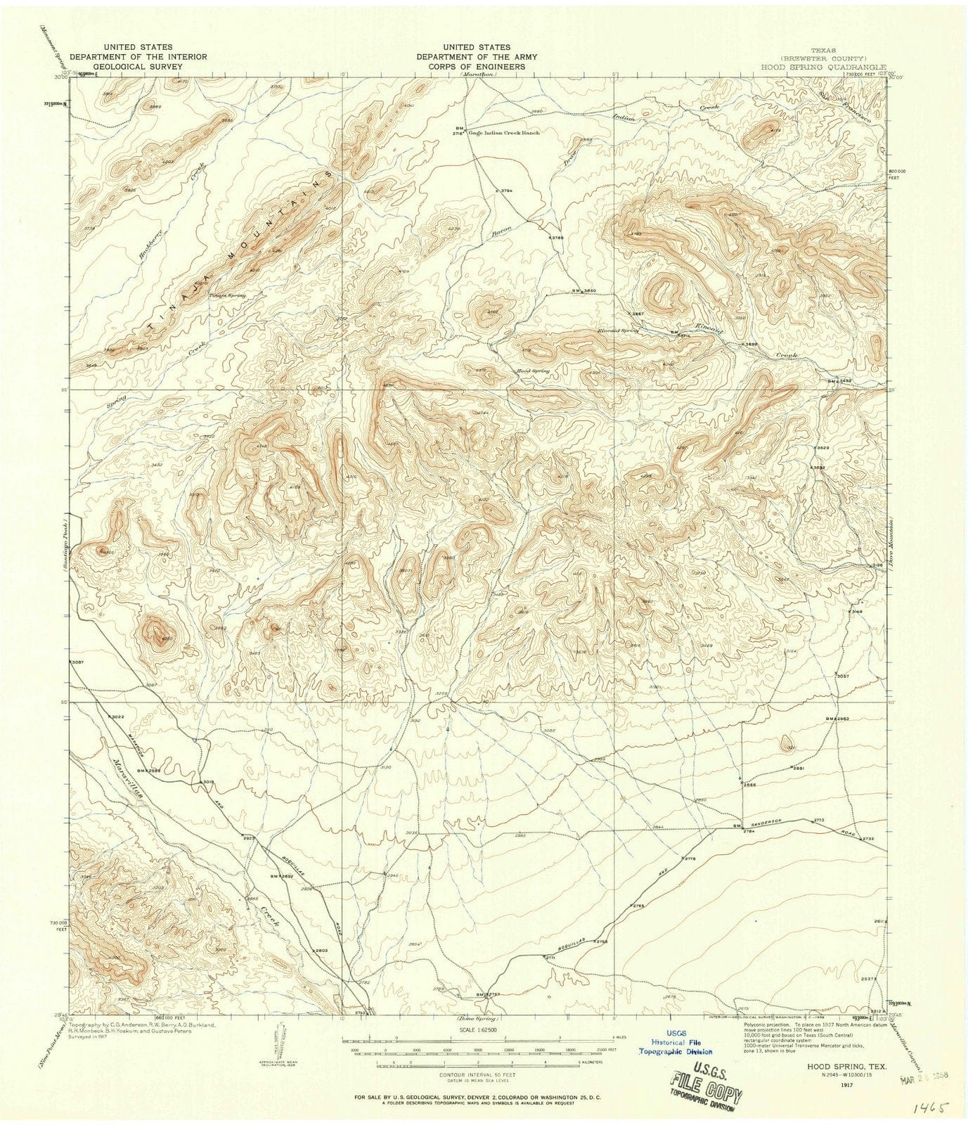 1917 Hood Spring, TX - Texas - USGS Topographic Map