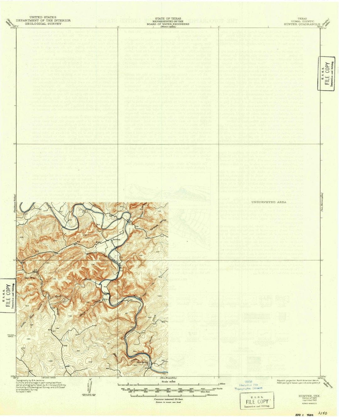 1929 Hunter, TX - Texas - USGS Topographic Map