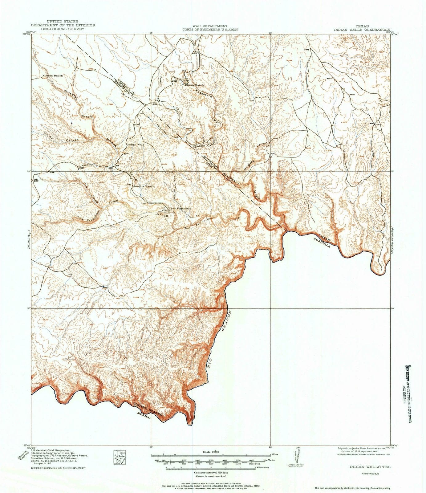 1918 Indian Wells, TX - Texas - USGS Topographic Map