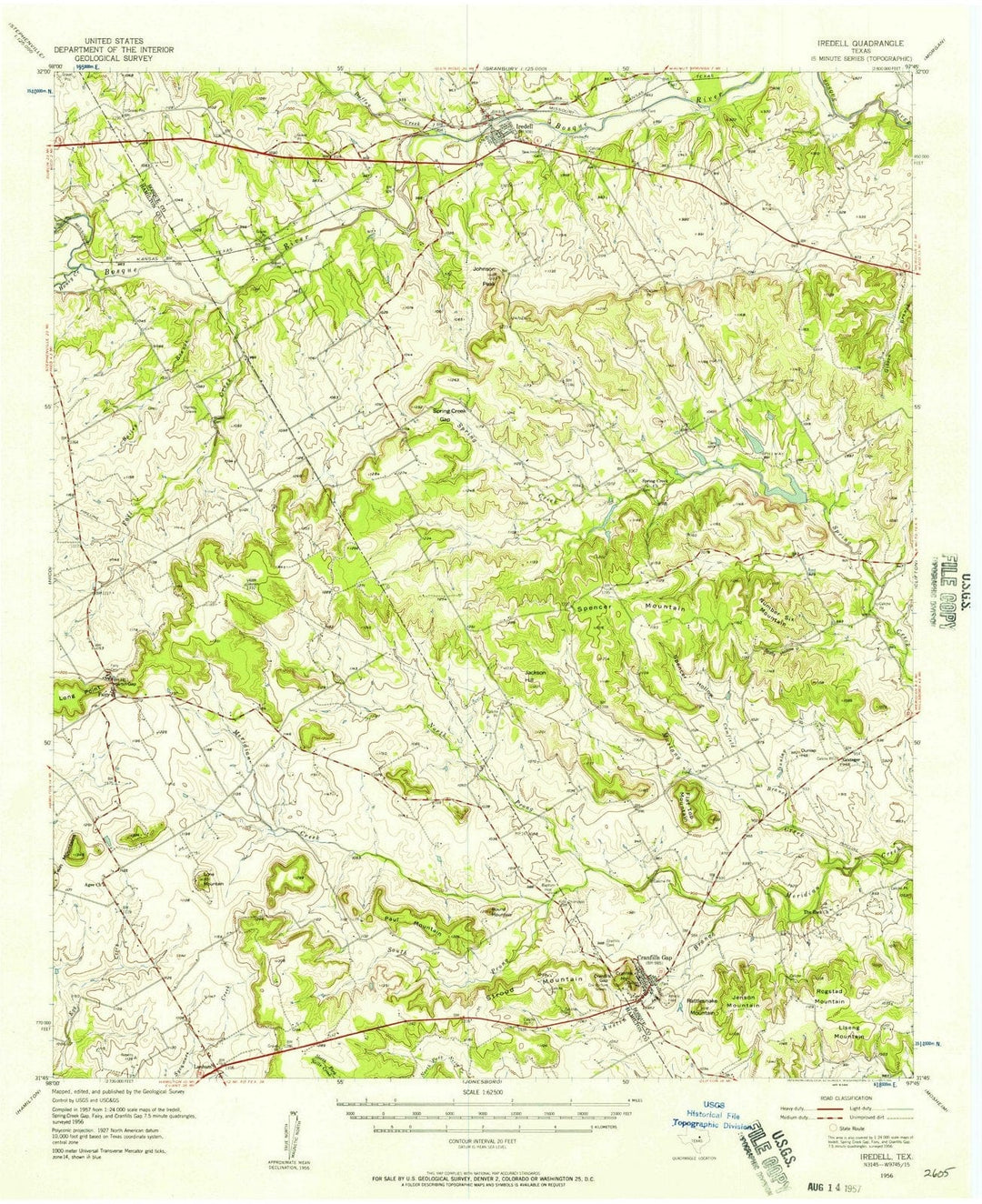 1956 Iredell, TX - Texas - USGS Topographic Map