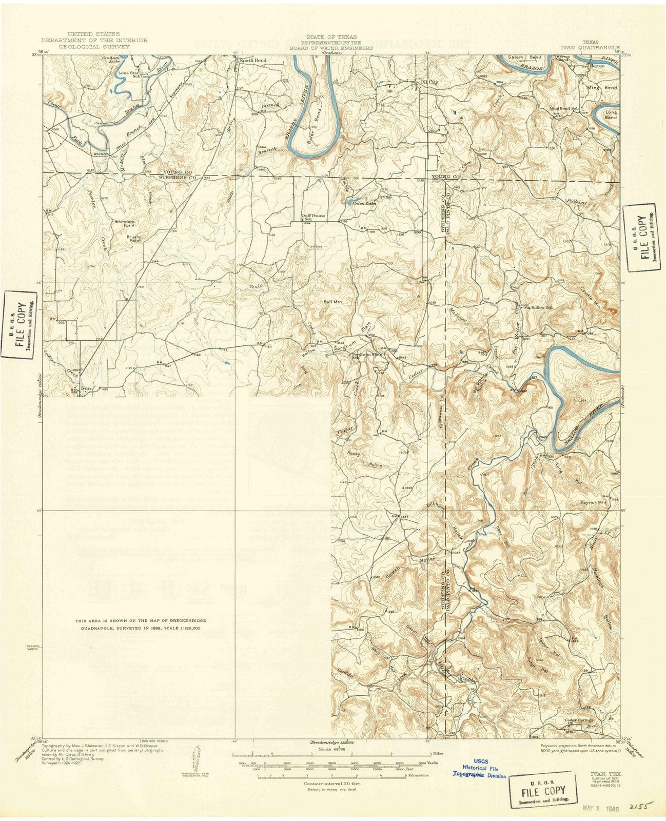 1931 Ivan, TX - Texas - USGS Topographic Map