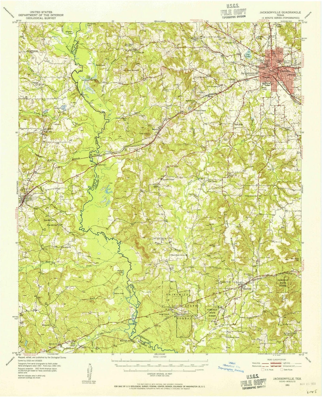 1951 Jacksonville, TX - Texas - USGS Topographic Map