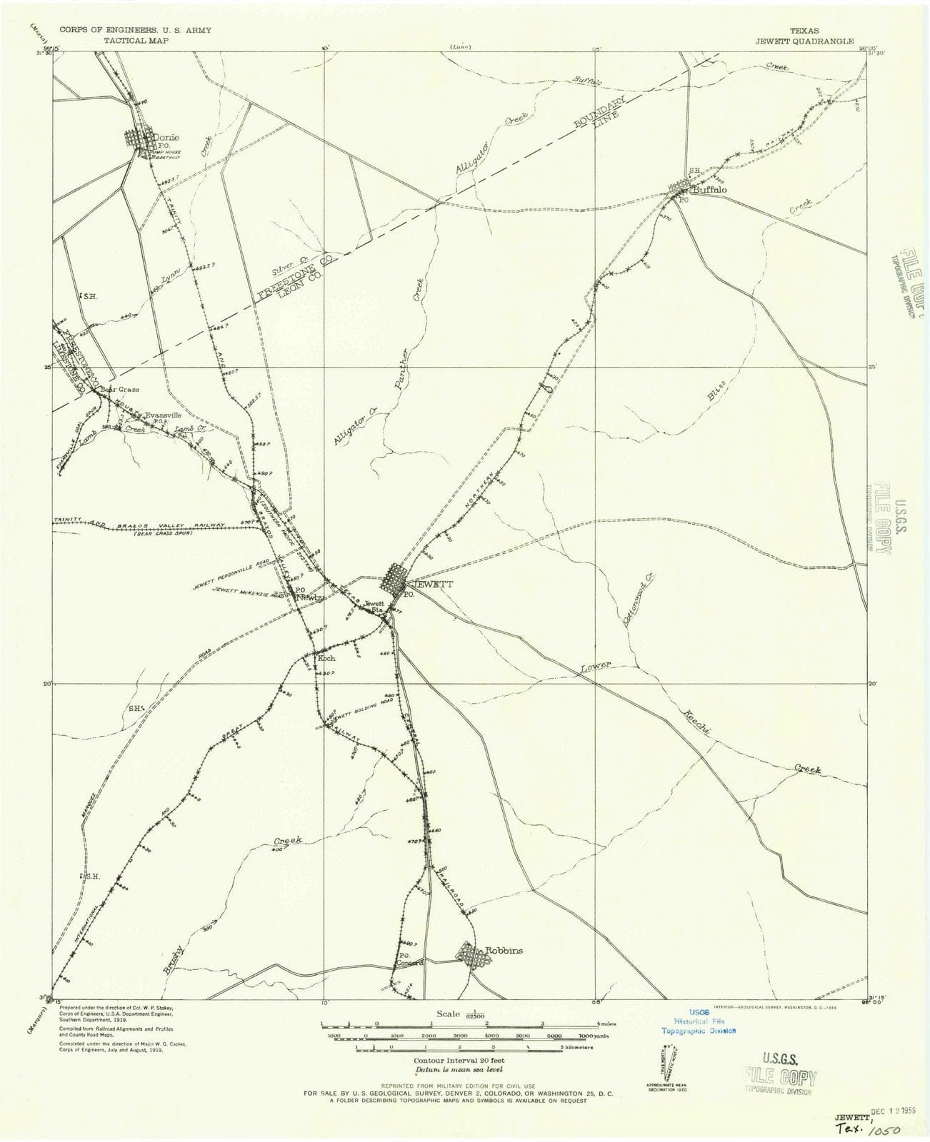 1956 Jewett, TX - Texas - USGS Topographic Map