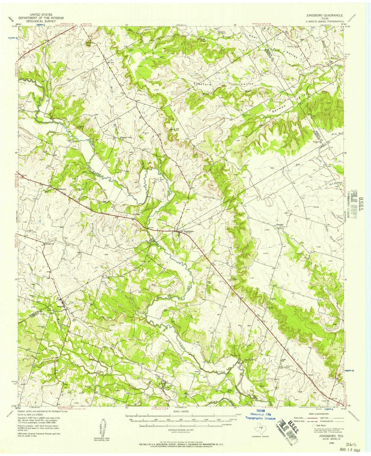 1956 Jonesboro, TX - Texas - USGS Topographic Map