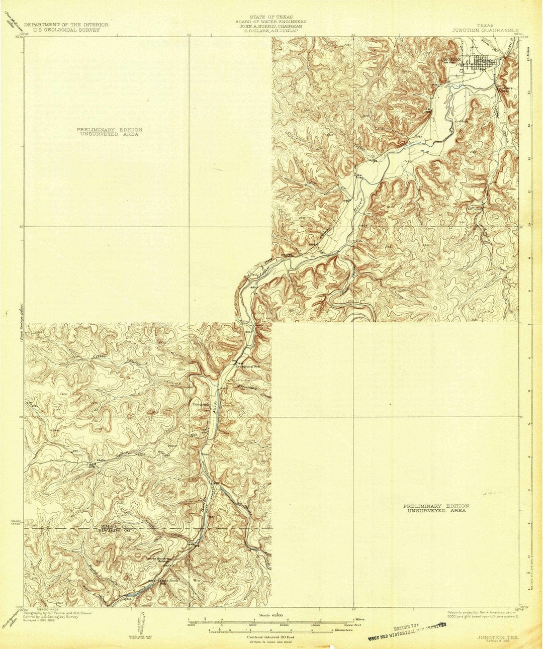 1932 Junction, TX - Texas - USGS Topographic Map