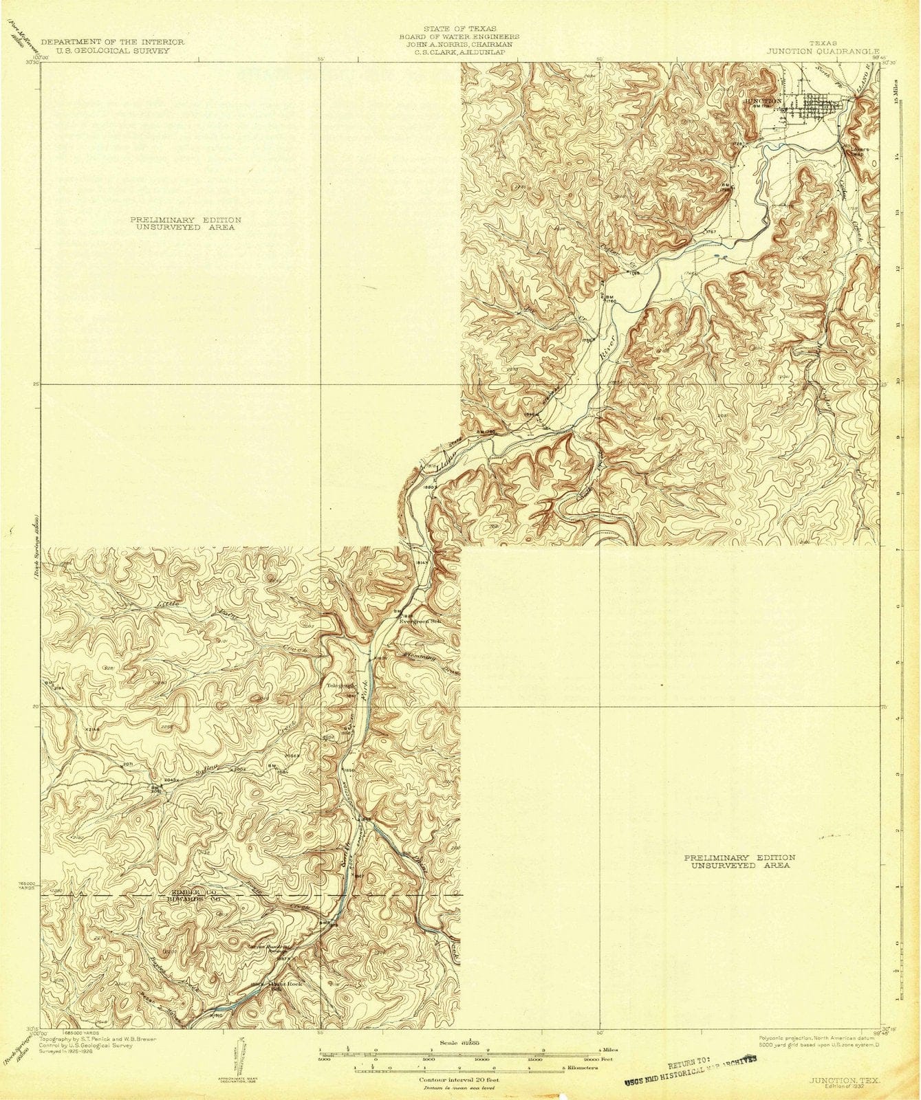 1932 Junction, TX - Texas - USGS Topographic Map