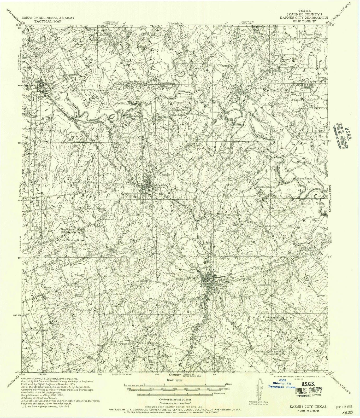 1956 Karnes City, TX - Texas - USGS Topographic Map