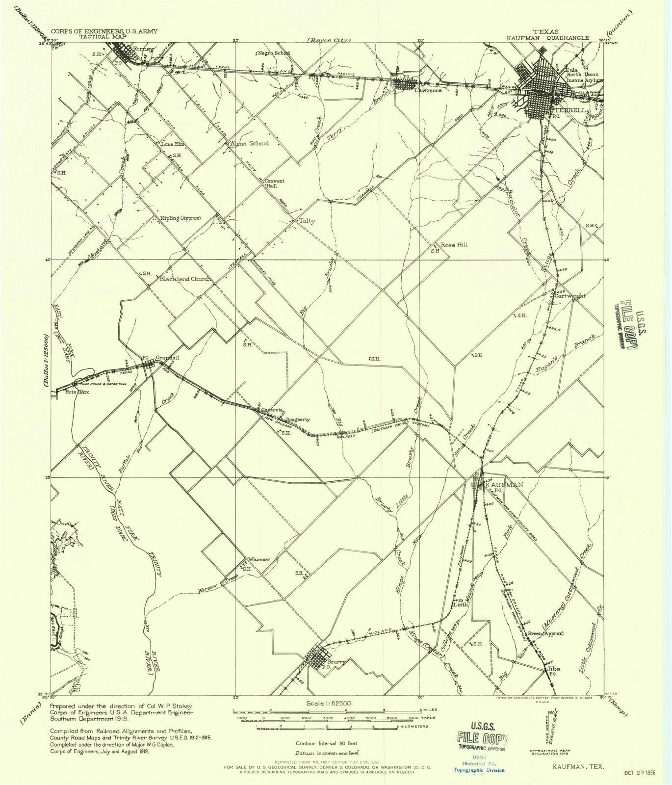1956 Kaufman, TX - Texas - USGS Topographic Map