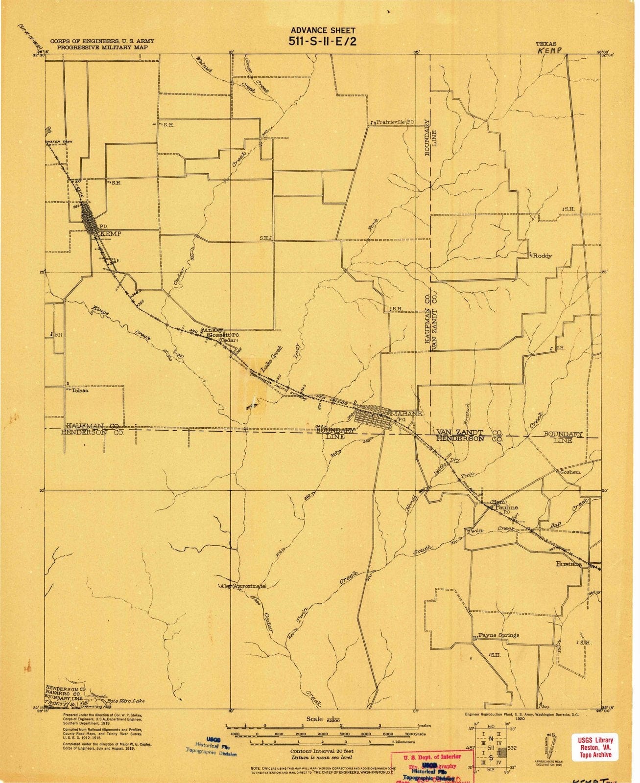 1920 Kemp, TX - Texas - USGS Topographic Map