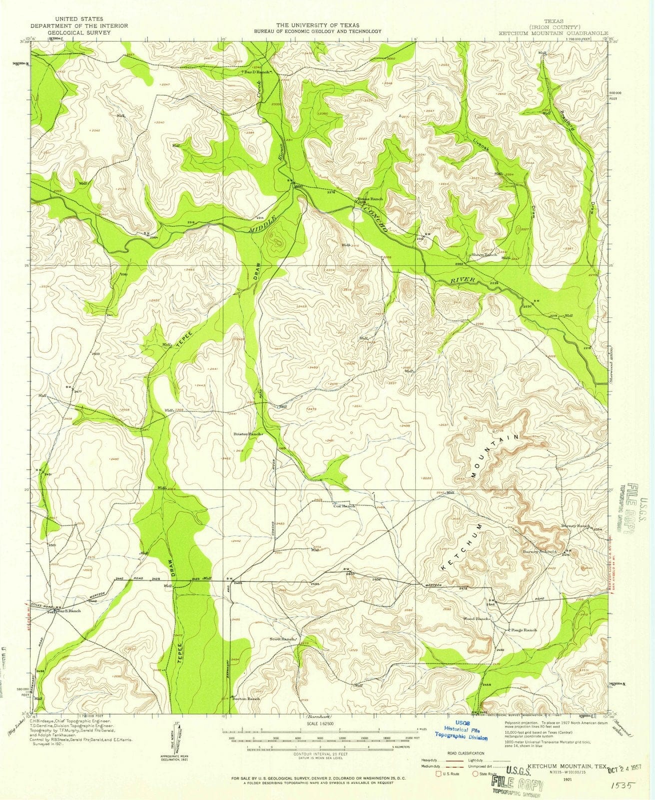 1921 Ketchum Mountain, TX - Texas - USGS Topographic Map