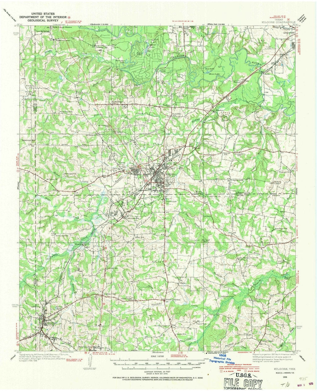1936 Kilgore, TX - Texas - USGS Topographic Map