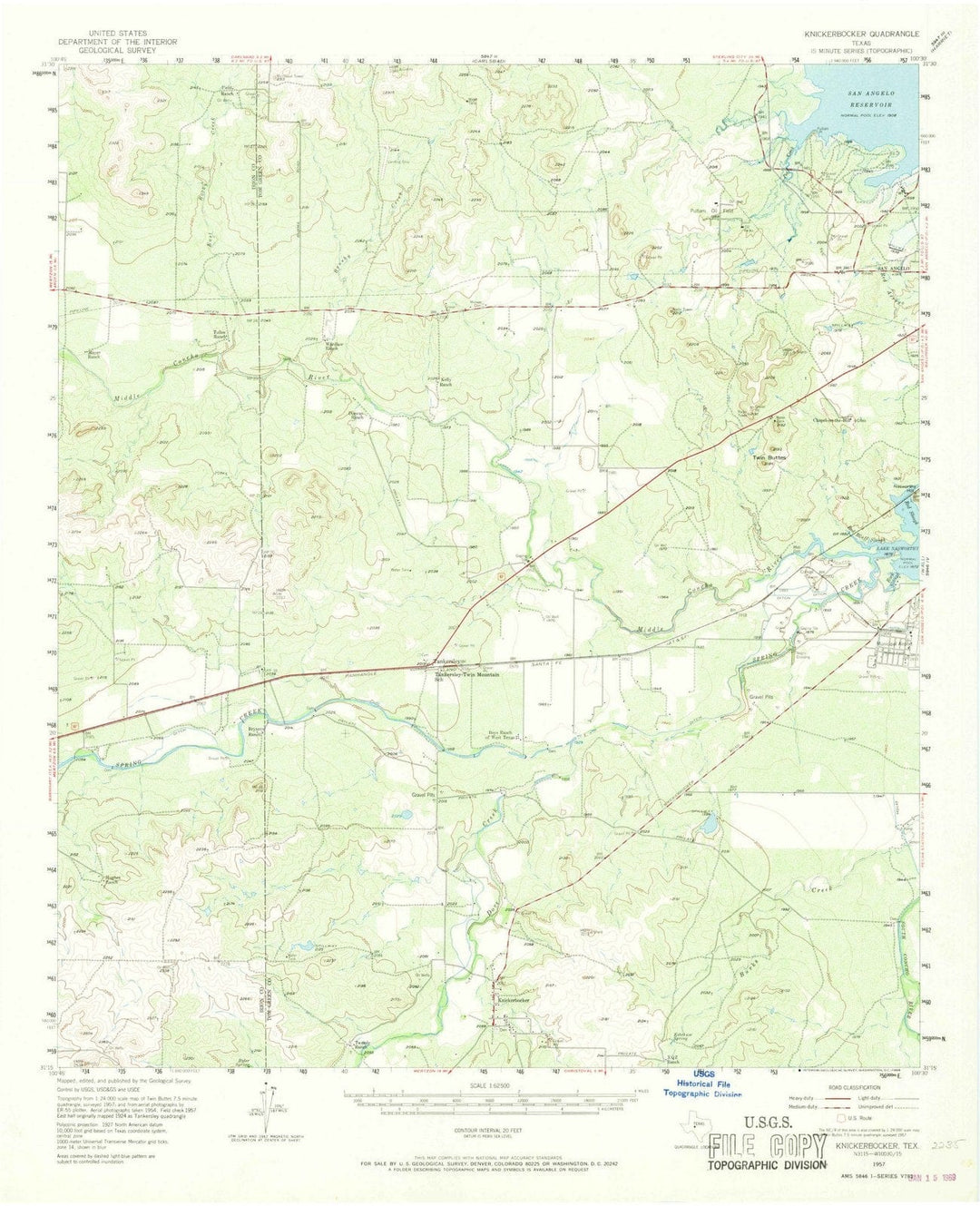 1957 Knickerbocker, TX - Texas - USGS Topographic Map