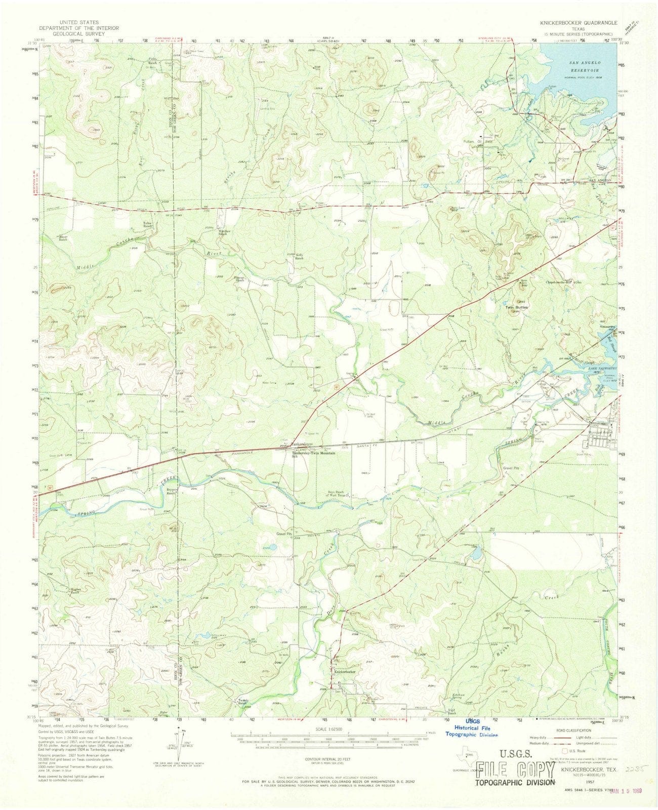 1957 Knickerbocker, TX - Texas - USGS Topographic Map