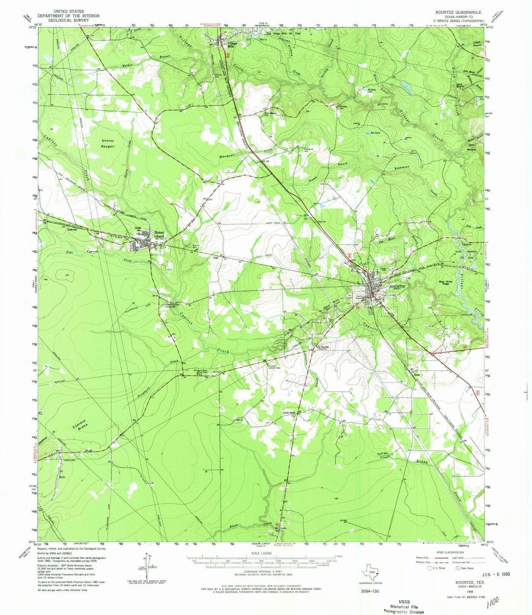 1955 Kountze, TX - Texas - USGS Topographic Map