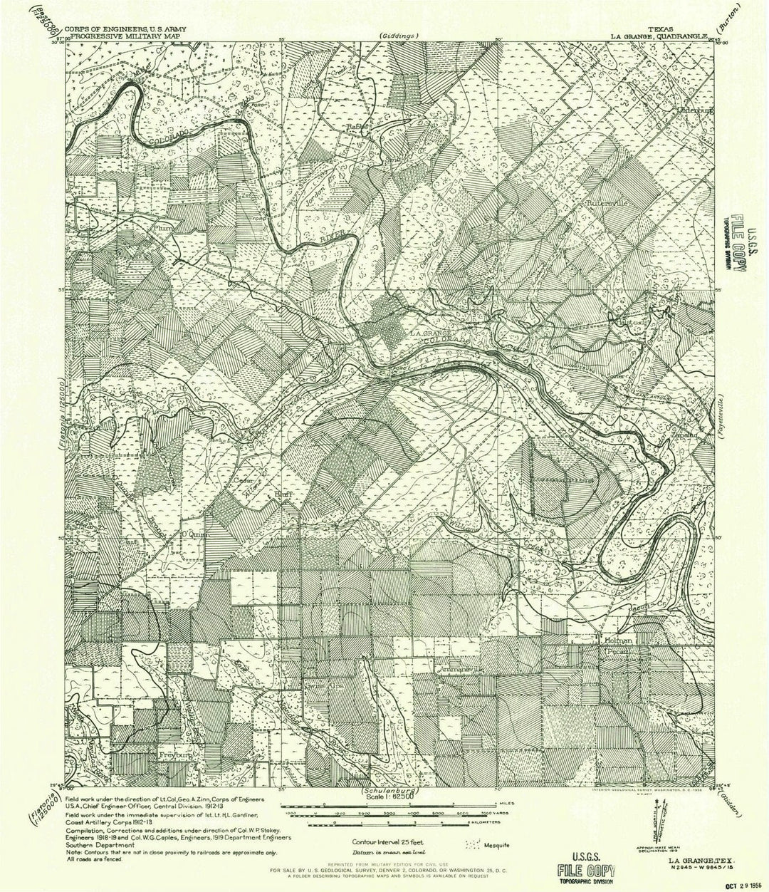 1956 La Grange, TX - Texas - USGS Topographic Map