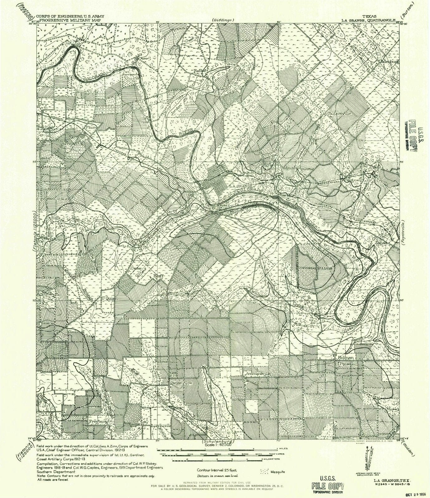 1956 La Grange, TX - Texas - USGS Topographic Map