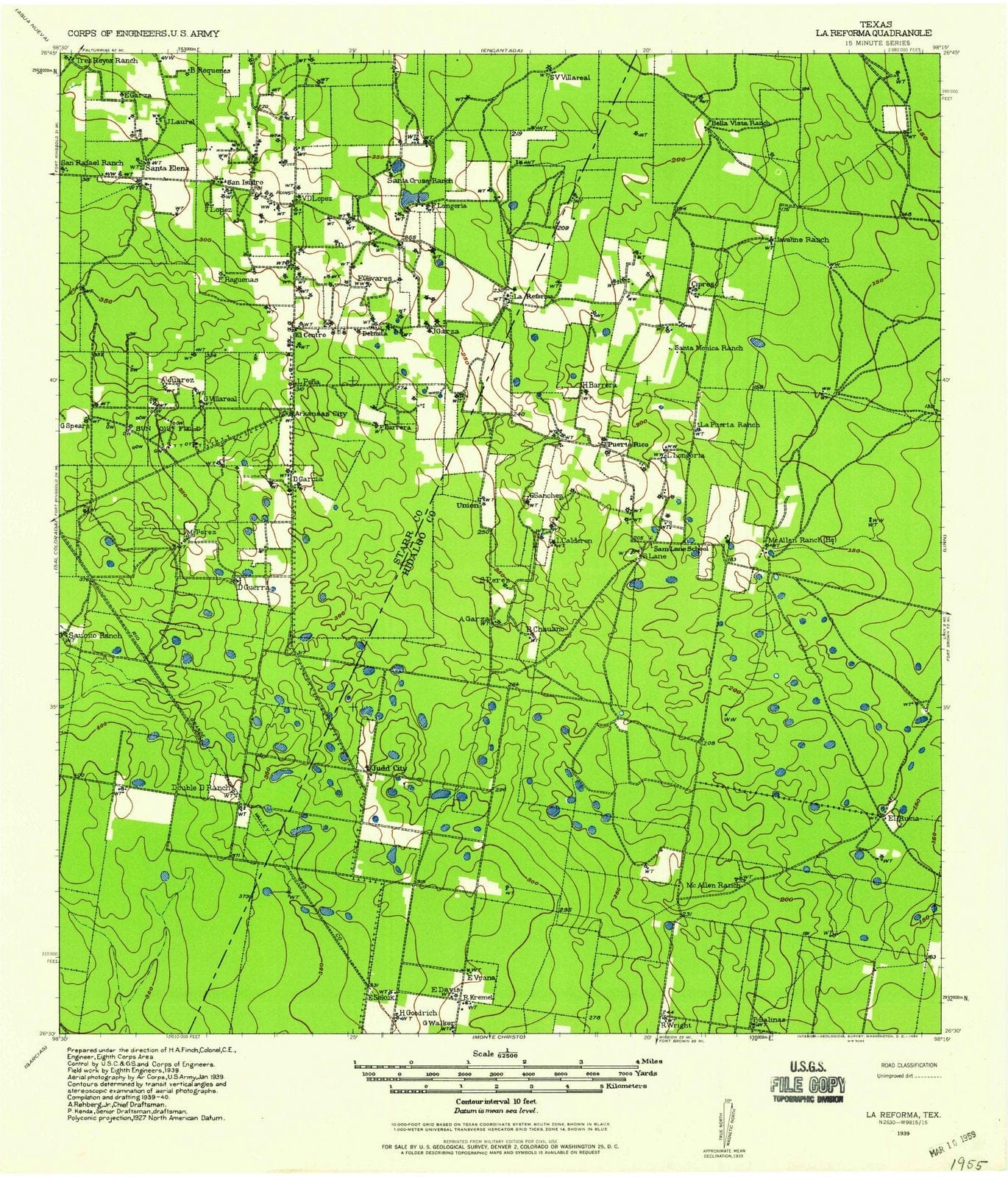 1939 La Reforma, TX - Texas - USGS Topographic Map