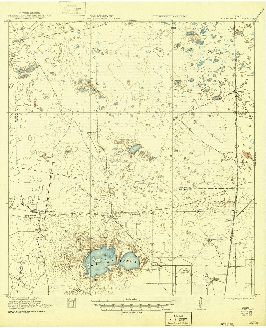 1922 La Sal Vieja, TX - Texas - USGS Topographic Map