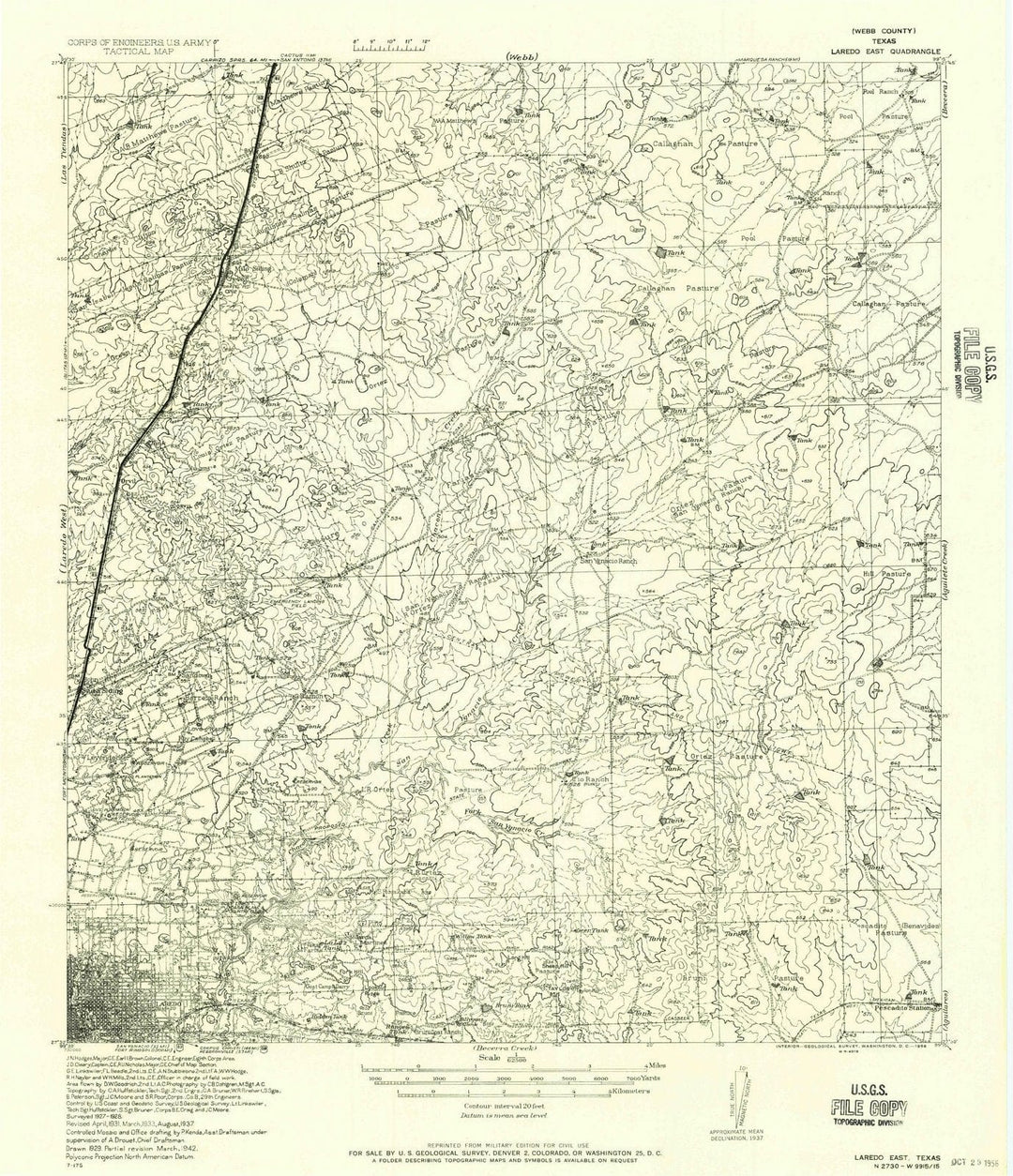 1956 Laredo East, TX - Texas - USGS Topographic Map