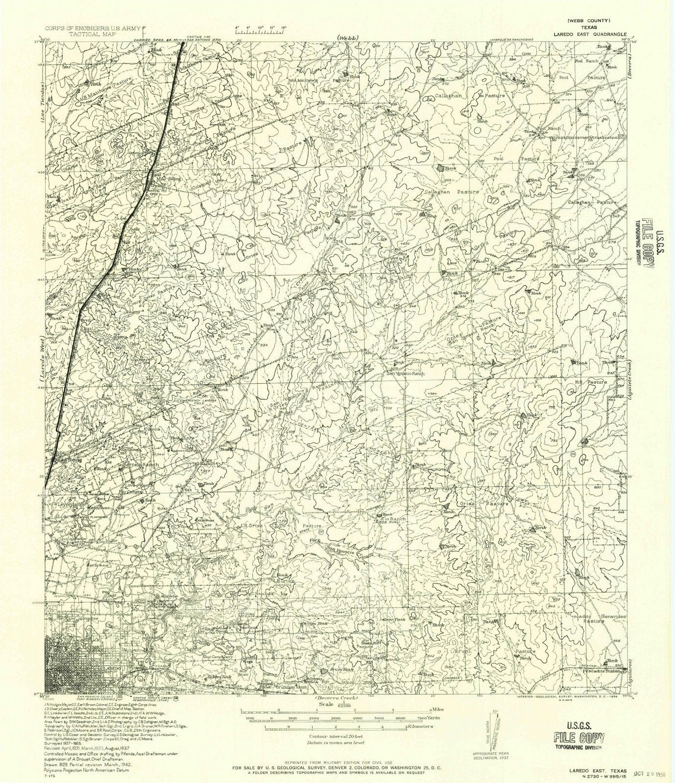 1956 Laredo East, TX - Texas - USGS Topographic Map