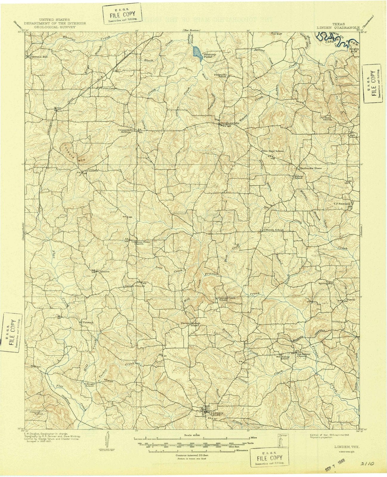 1910 Linden, TX - Texas - USGS Topographic Map