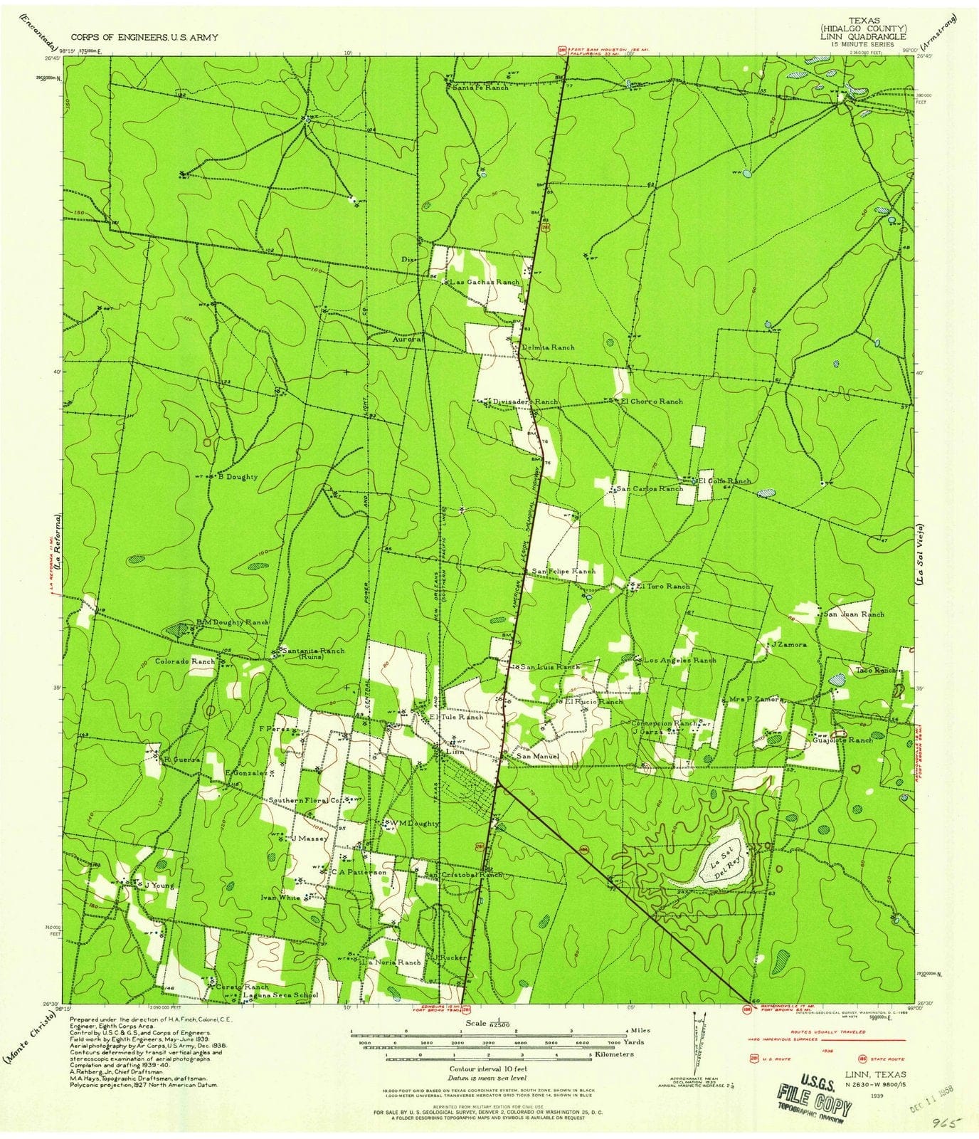 1939 Linn, TX - Texas - USGS Topographic Map