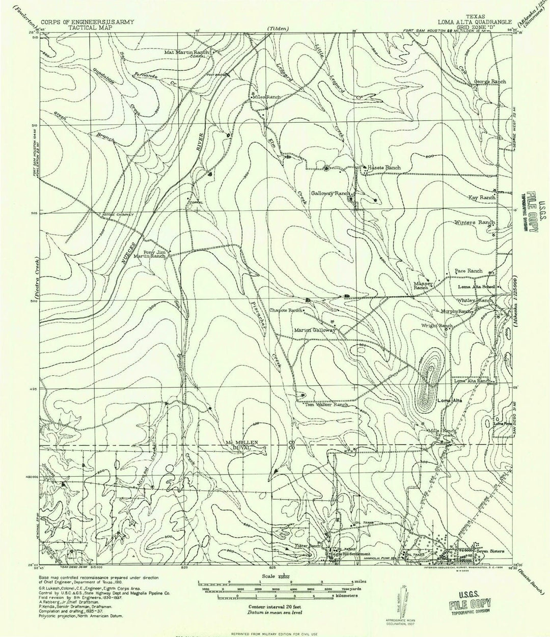 1937 Loma Alta, TX - Texas - USGS Topographic Map