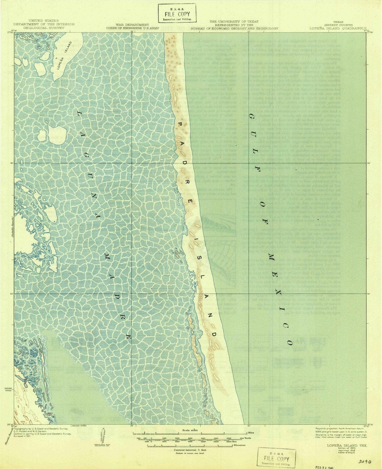 1923 Lopena Island, TX - Texas - USGS Topographic Map