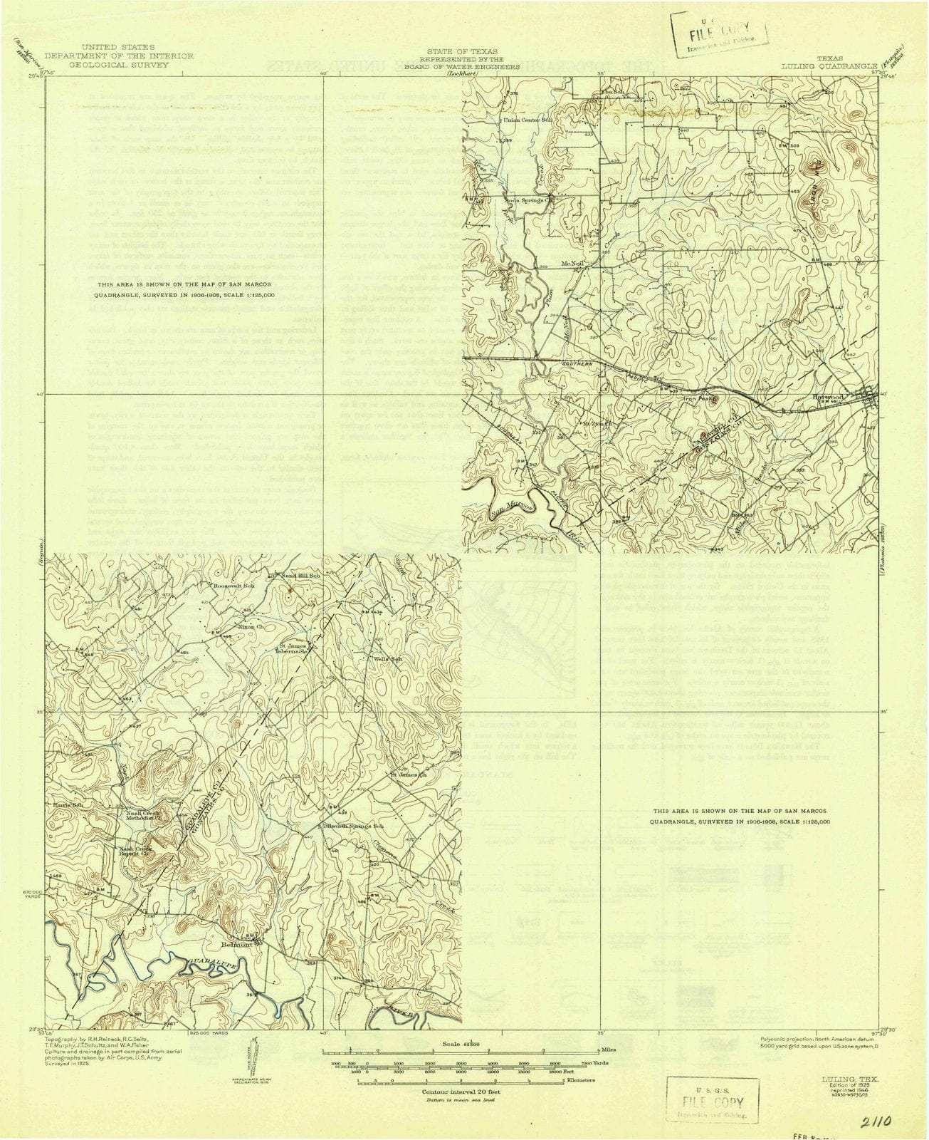 1929 Luling, TX - Texas - USGS Topographic Map