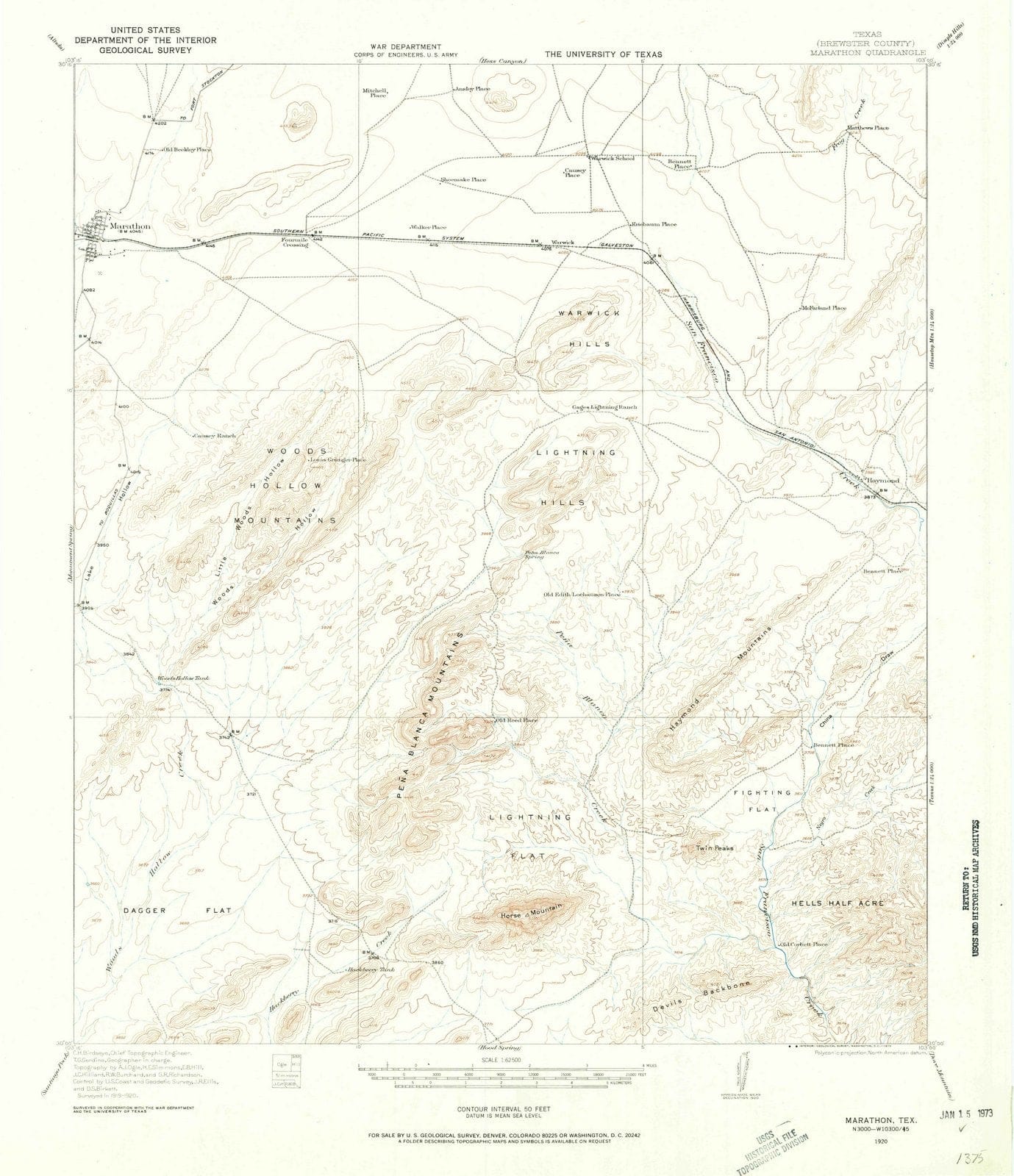 1920 Marathon, TX - Texas - USGS Topographic Map