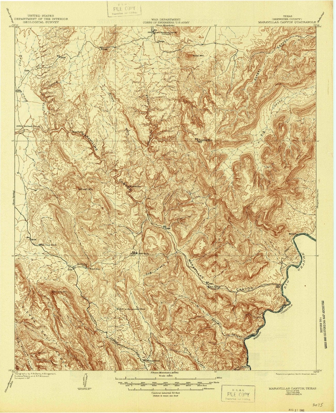 1919 Maravillas Canyon, TX - Texas - USGS Topographic Map
