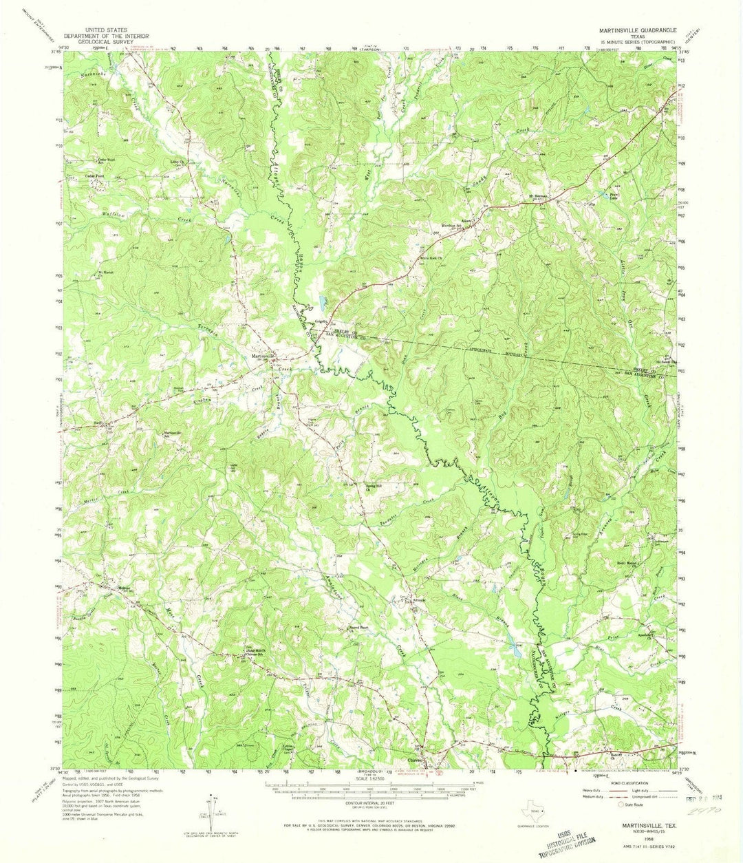 1958 Martinsville, TX - Texas - USGS Topographic Map