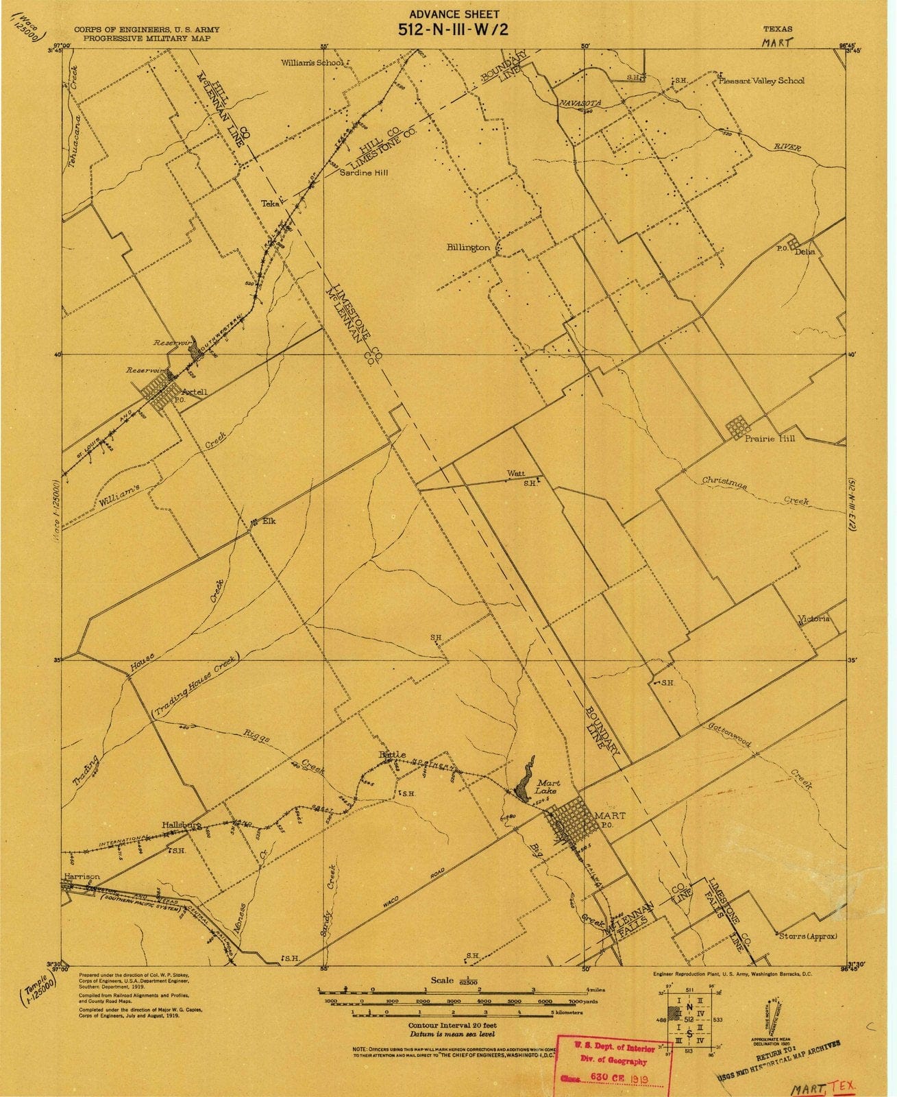 1920 Mart, TX - Texas - USGS Topographic Map