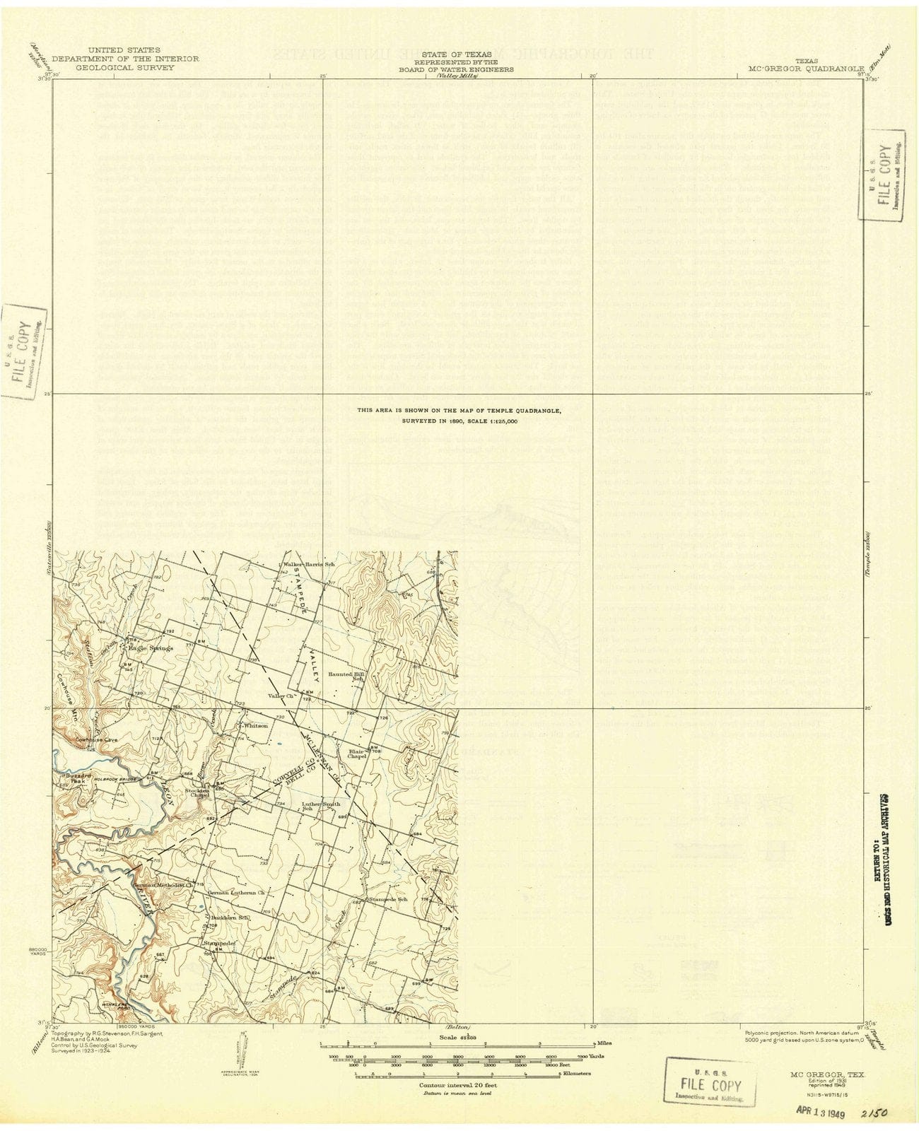 1931 Mc Gregor, TX - Texas - USGS Topographic Map