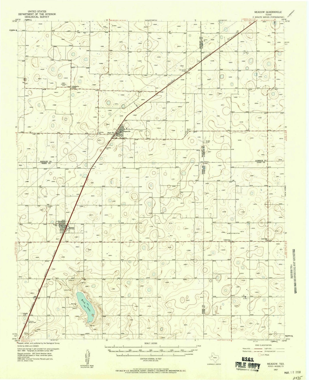 1957 Meadow, TX - Texas - USGS Topographic Map