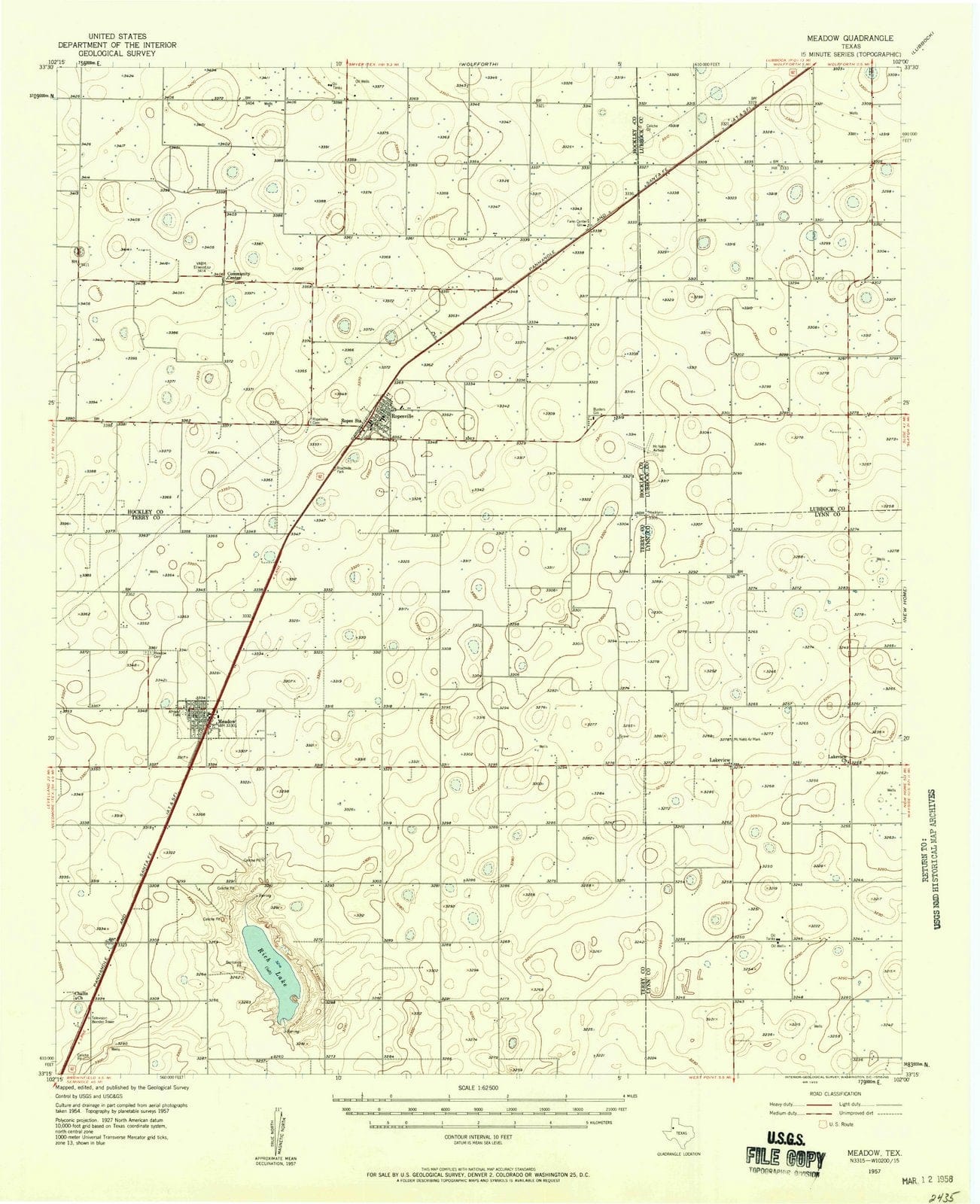 1957 Meadow, TX - Texas - USGS Topographic Map