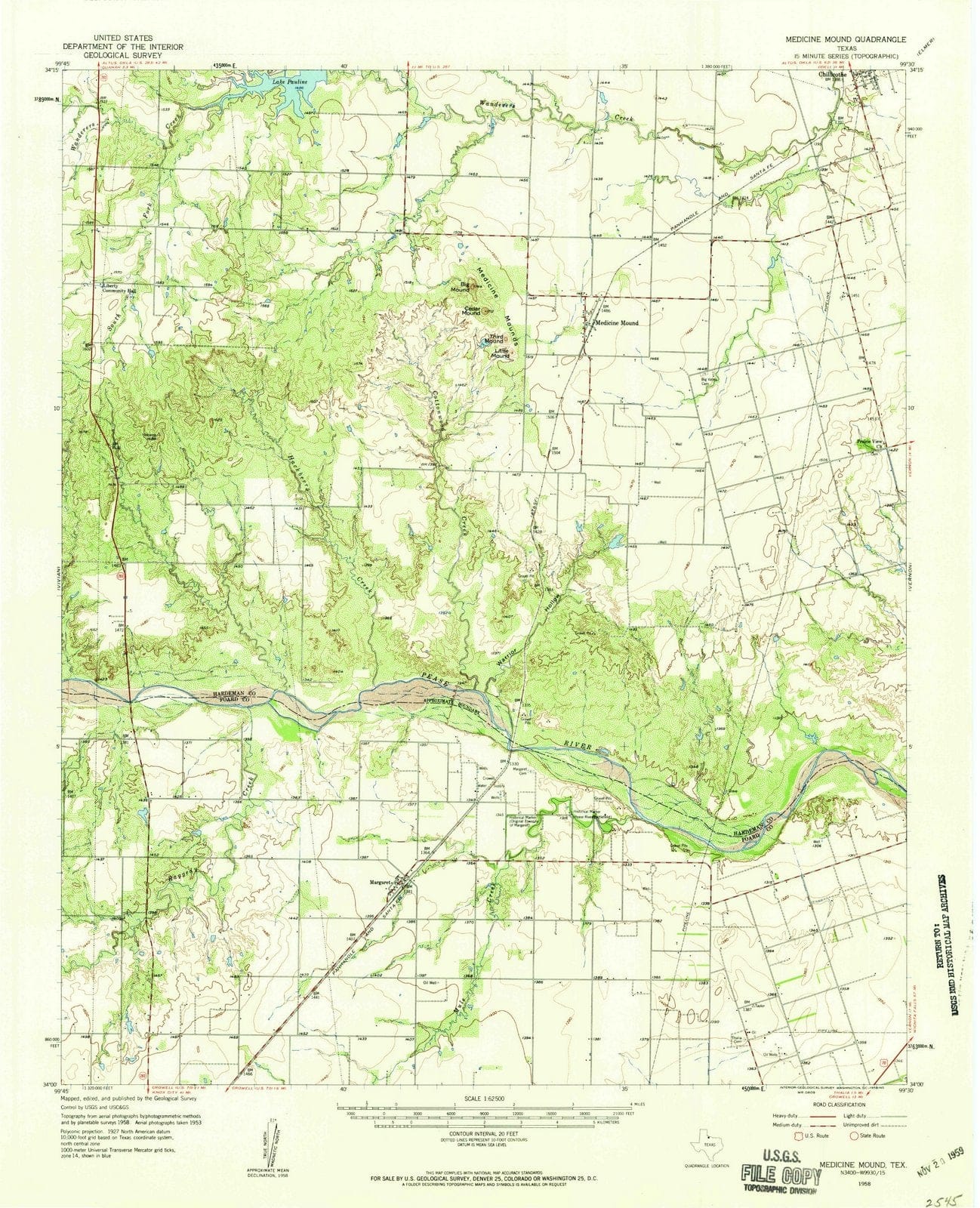 1958 Medicine Mound, TX - Texas - USGS Topographic Map