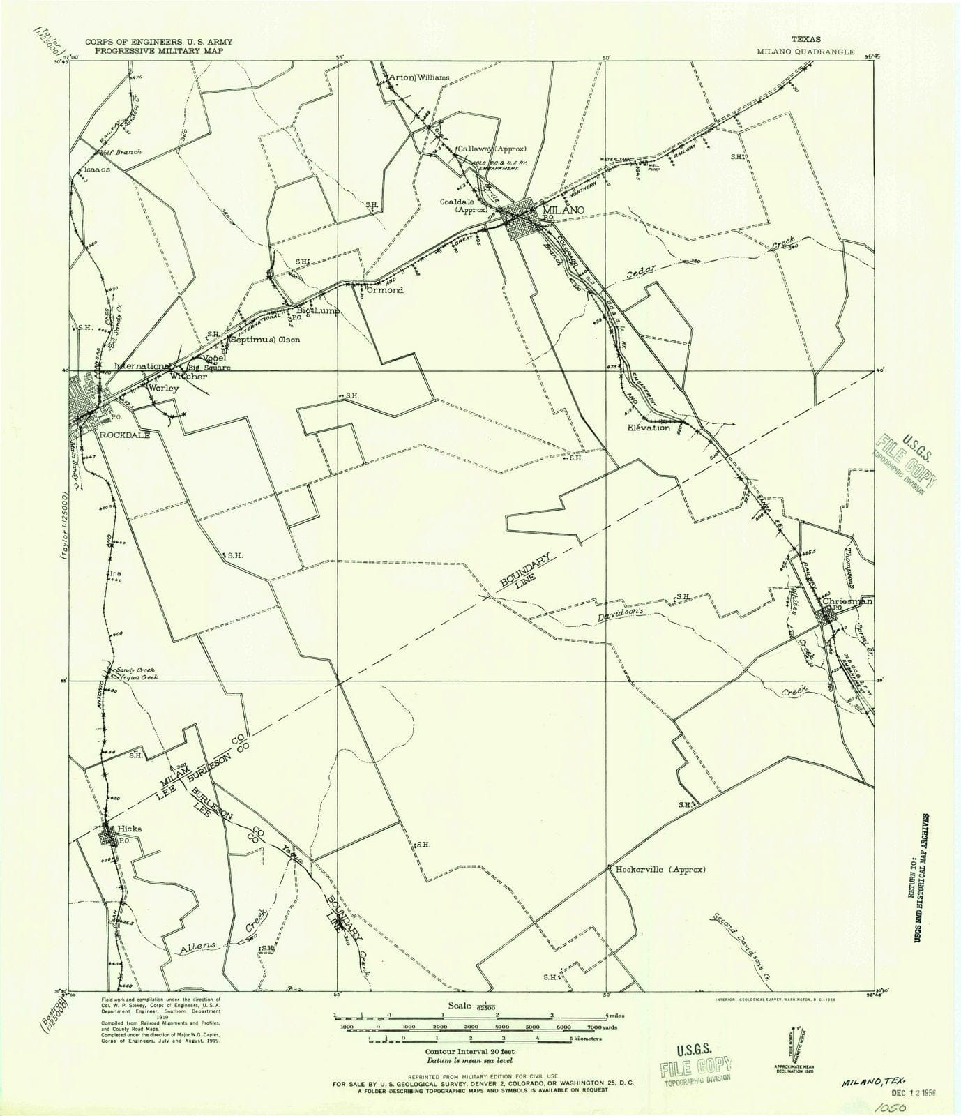 1956 Milano, TX - Texas - USGS Topographic Map