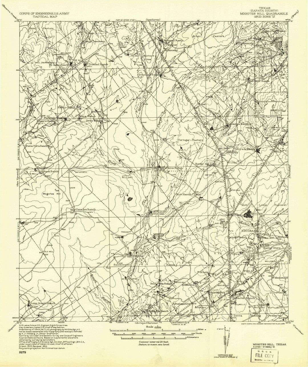 1940 Mogotes Hill, TX - Texas - USGS Topographic Map