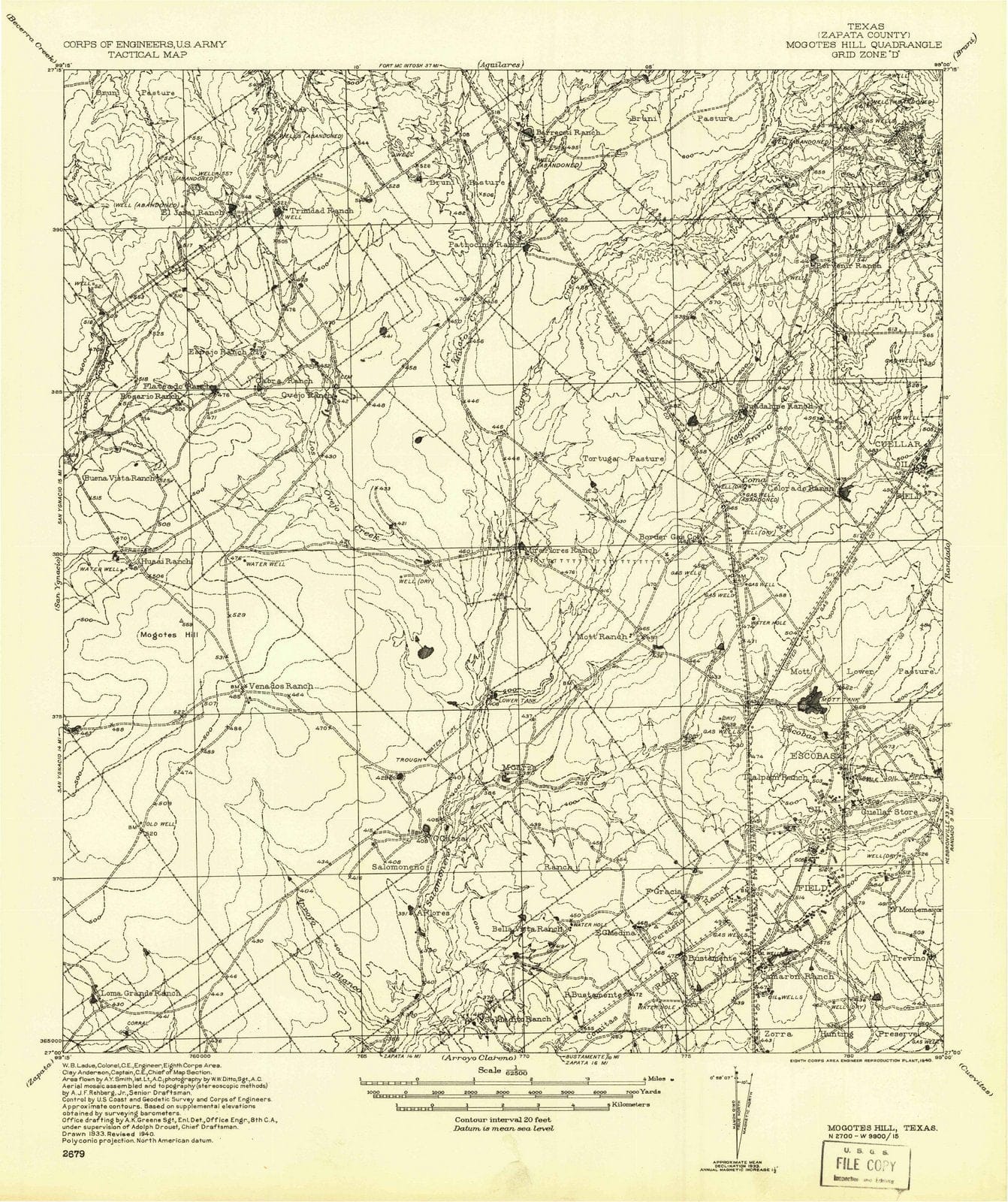 1940 Mogotes Hill, TX - Texas - USGS Topographic Map