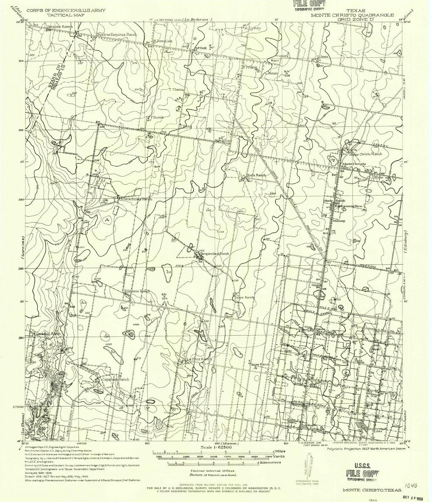 1940 Monte Christo, TX - Texas - USGS Topographic Map