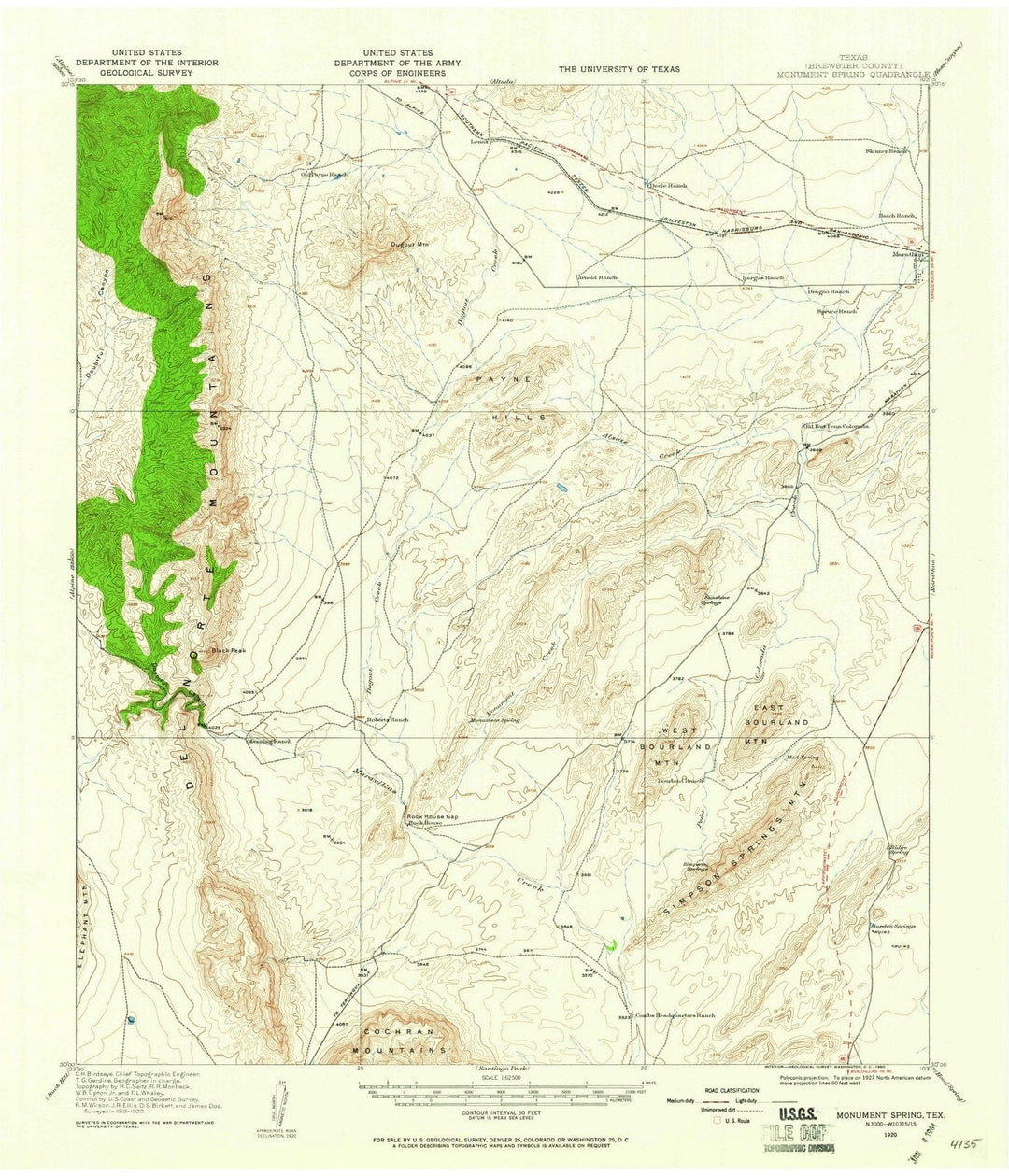1920 Monument Spring, TX - Texas - USGS Topographic Map
