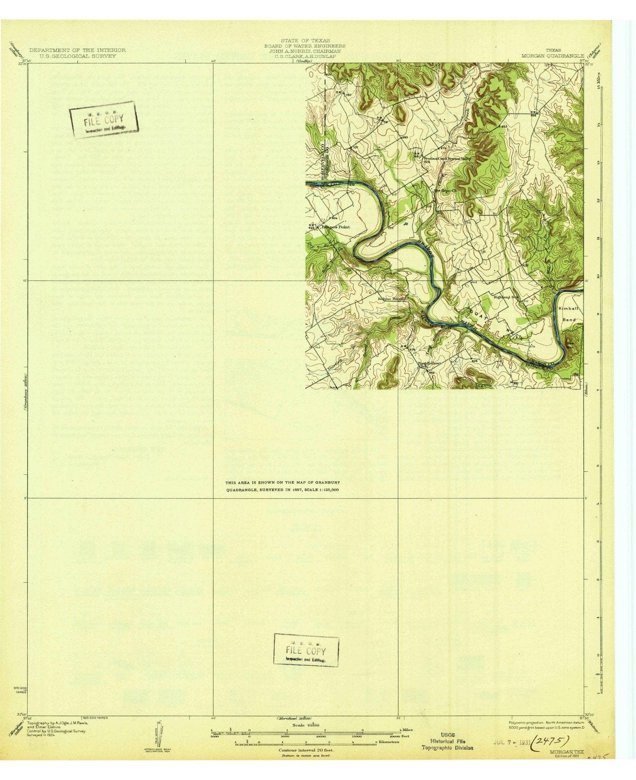 1931 Morgan, TX - Texas - USGS Topographic Map