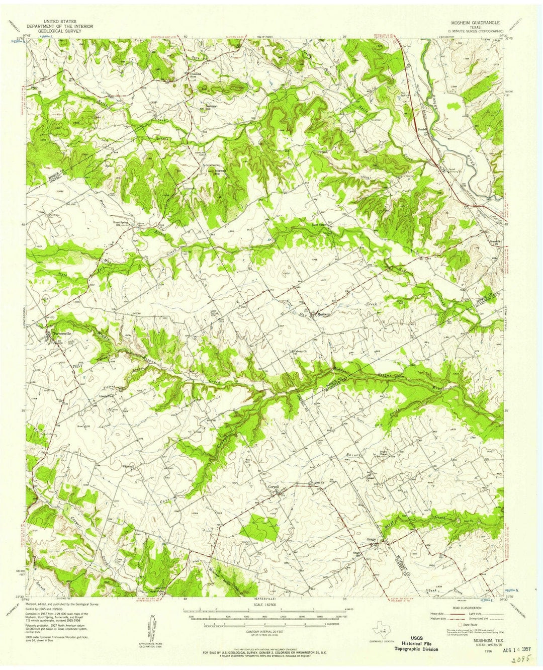 1956 Mosheim, TX - Texas - USGS Topographic Map