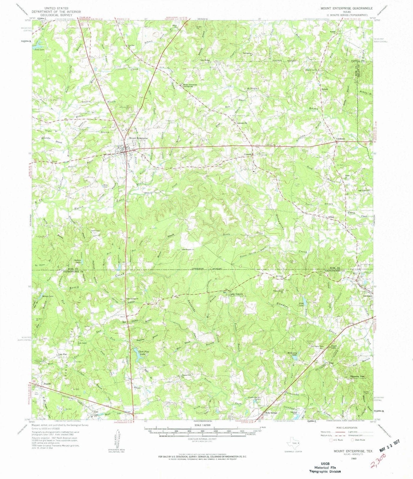 1960 Mount Enterprise, TX - Texas - USGS Topographic Map
