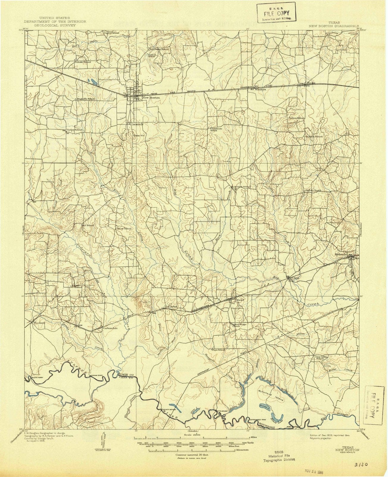 1909 New Boston, TX - Texas - USGS Topographic Map
