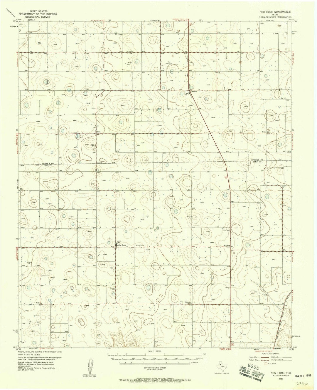 1957 New Home, TX - Texas - USGS Topographic Map