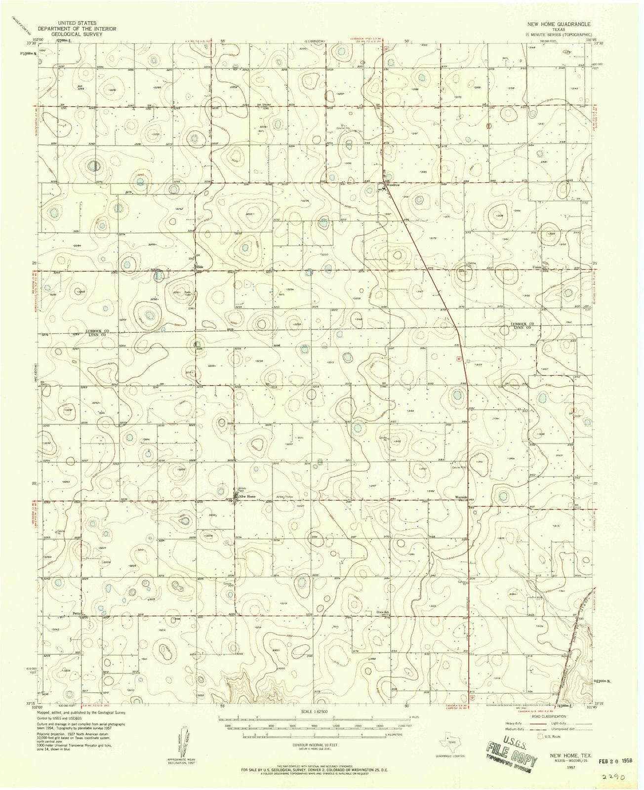1957 New Home, TX - Texas - USGS Topographic Map