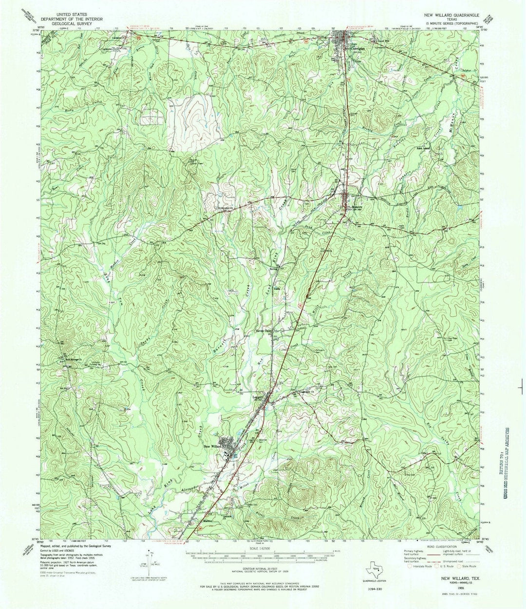 1955 New Willard, TX - Texas - USGS Topographic Map