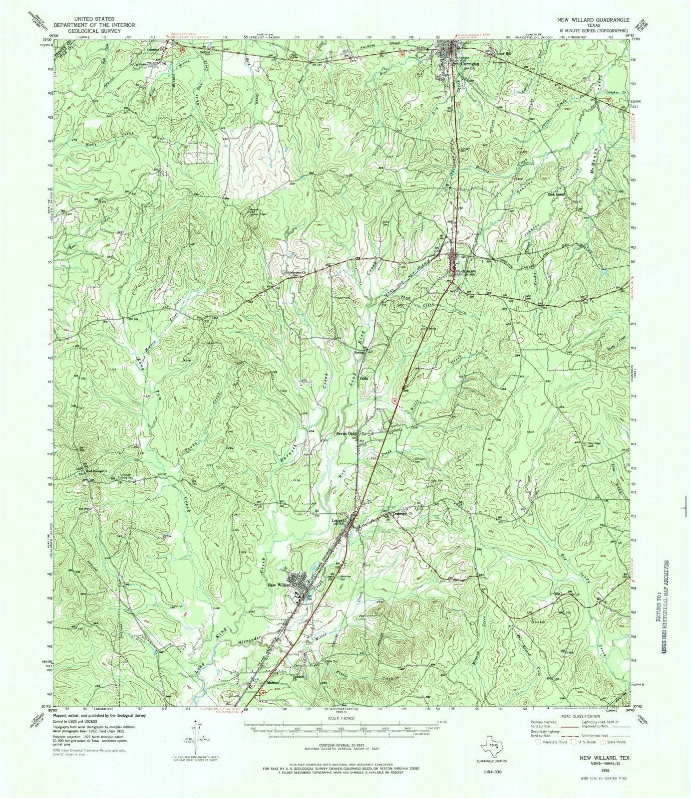 1955 New Willard, TX - Texas - USGS Topographic Map